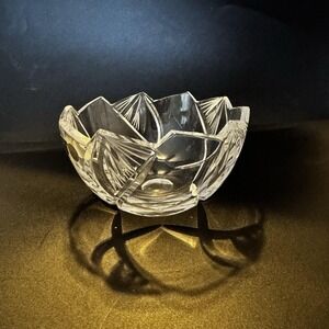 Bohemian Czech 24% Lead Crystal hand cut Glass bowl‎ stickers attached